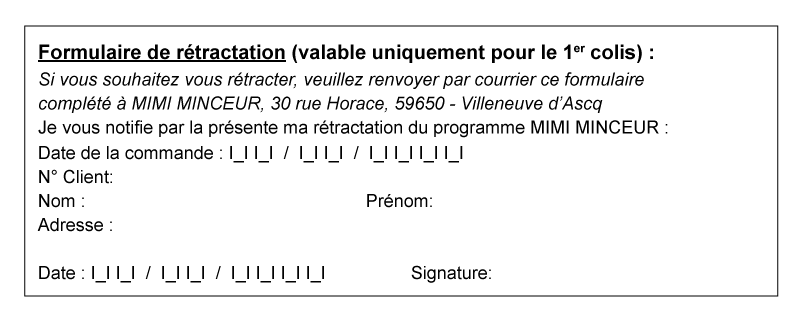 Coupon de rétractation