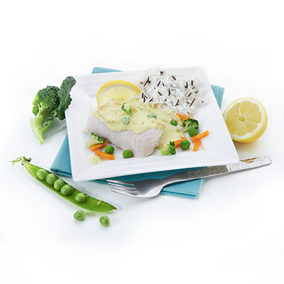 Merlu sauce citronnée et son duo de riz